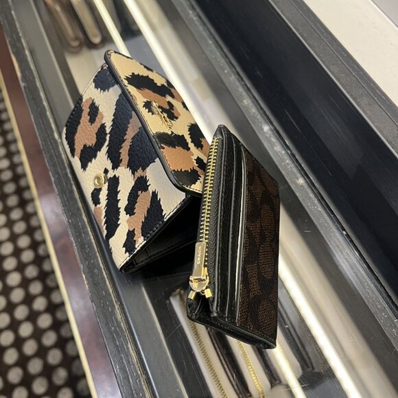 coach Card Holder Wallet With Leopard Print And Signature Canvas CCL99 IMYFB - Picture 6 of 7